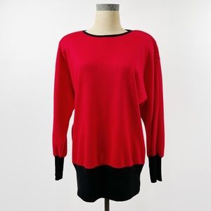Vintage 80’s Graff California Red Sweater Black Trim
